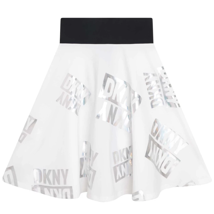 DKNY White Zip-Up Skater Skirt for Girls - Stylish Stretch Fit Roller Skate Tennis Skirt