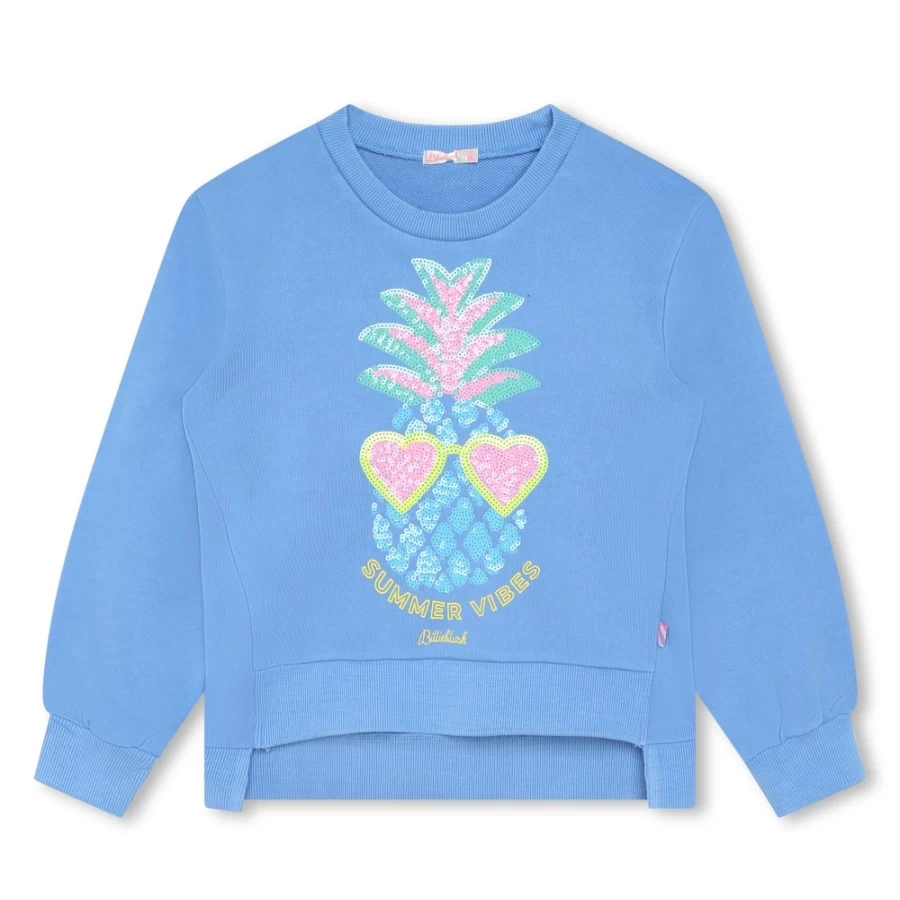 BILLIEBLUSH Pale Blue Fleece Sweatshirt for Girls - Cozy & Stylish Winter Pullover