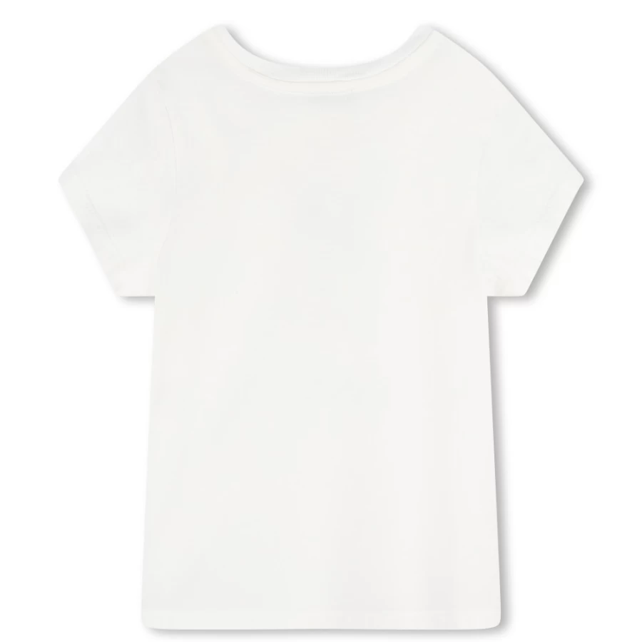 LANVIN Girls' Off-White Short-Sleeve Cotton T-Shirt for Casual Wear