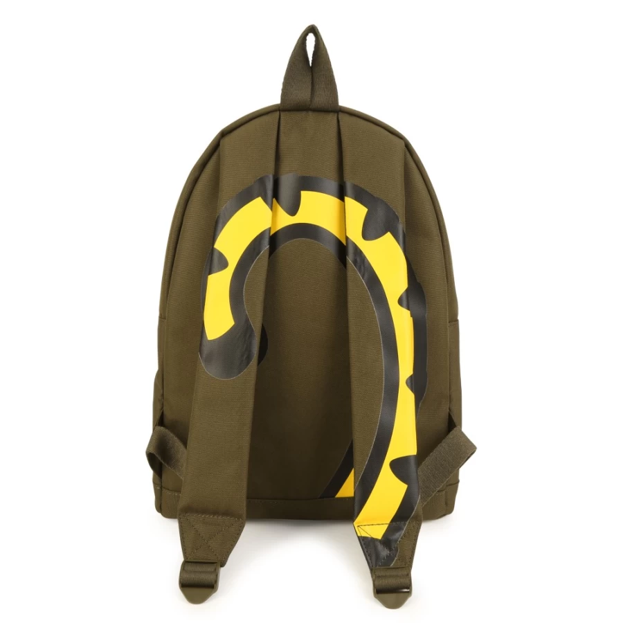 KENZO KIDS Khaki Embroidered Canvas Backpack for Girls - Stylish & Durable School Bag