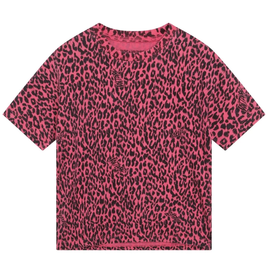ZADIG & VOLTAIRE Girls Raspberry Short-Sleeved Cotton T-Shirt for Kids