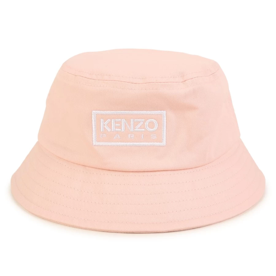 KENZO KIDS Girls' Nude Cotton-Lined Bucket Hat for Sun Protection