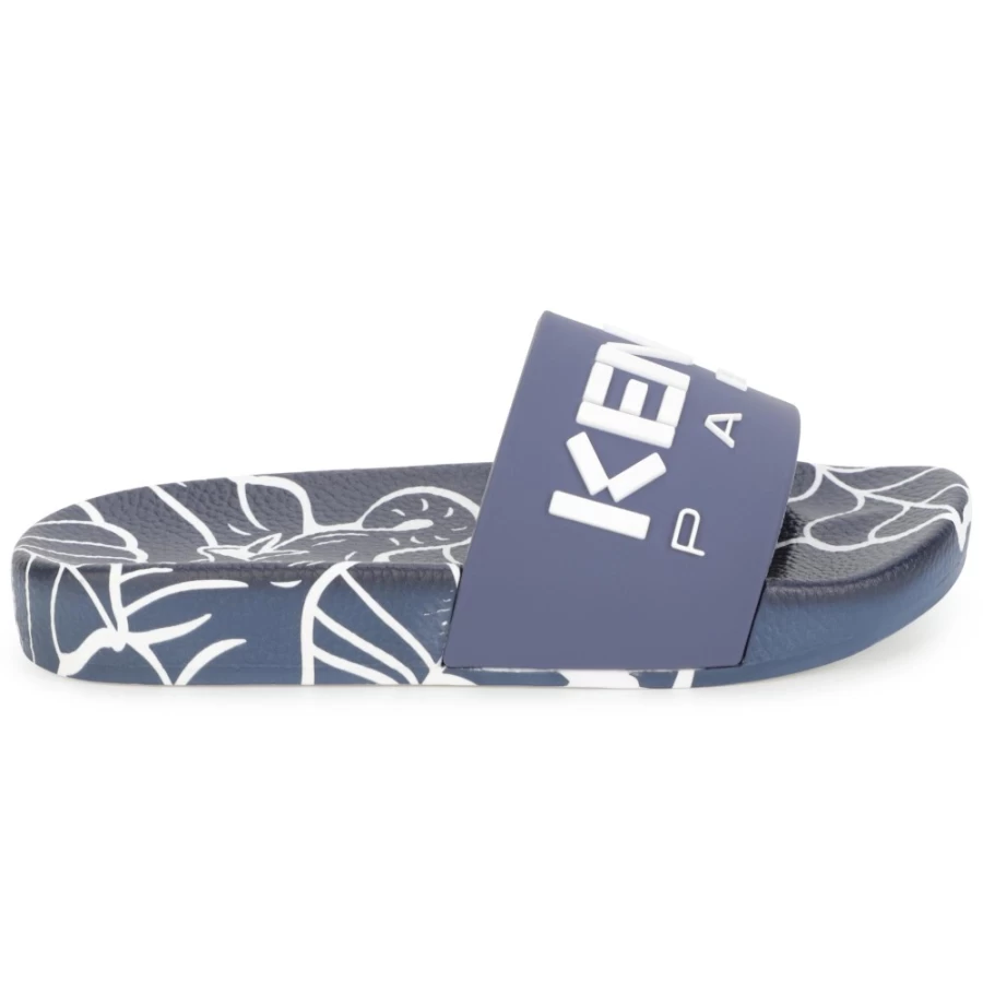 KENZO KIDS Girls Navy Rubber Sole Flip-Flops for Comfort and Style