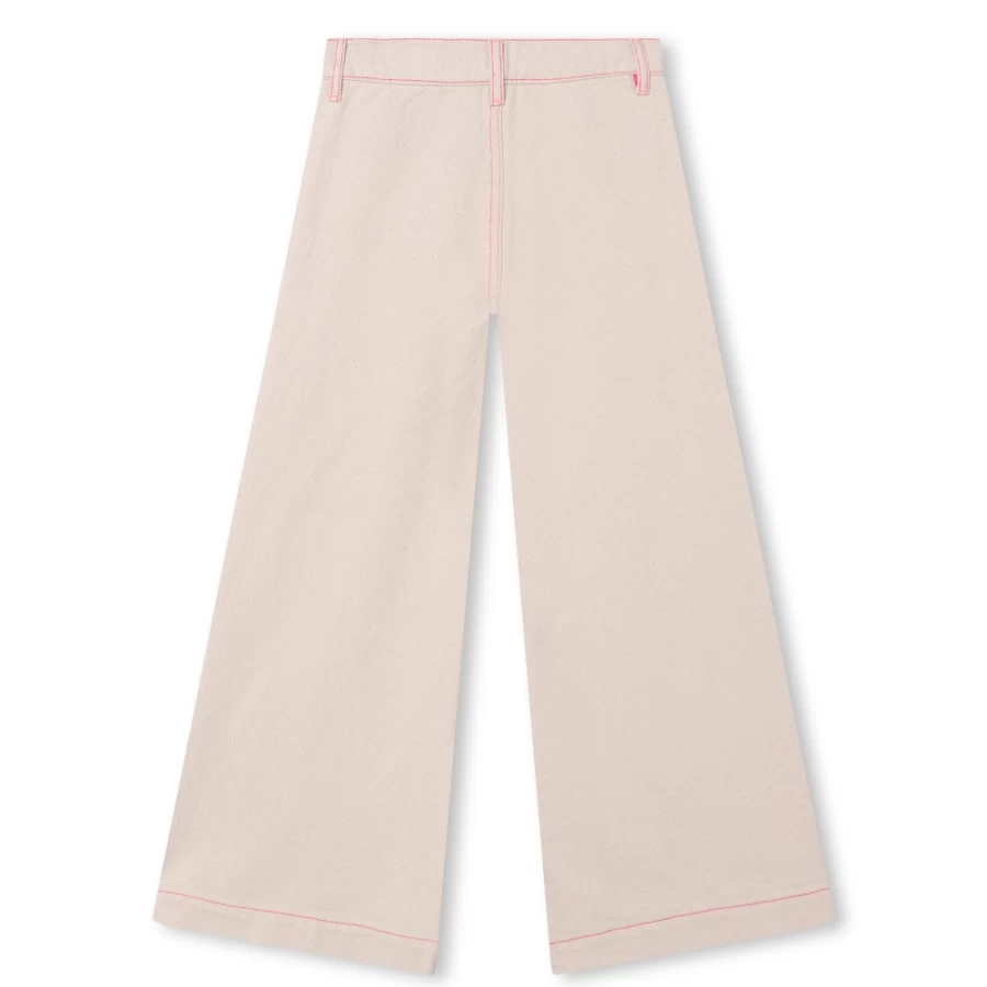 BILLIEBLUSH Girl's Embroidered Cotton Trousers in Sand Color | Comfortable & Stylish