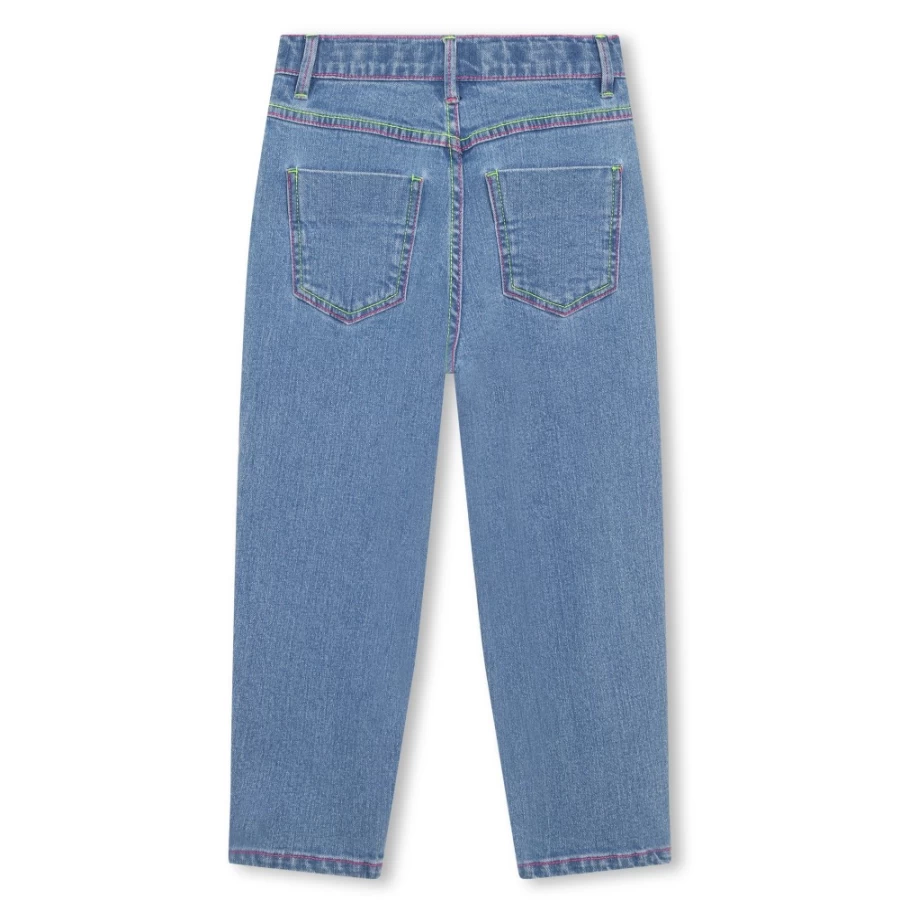 BILLIEBLUSH Girls' Denim Blue 5-Pocket Printed Jeans for Kids