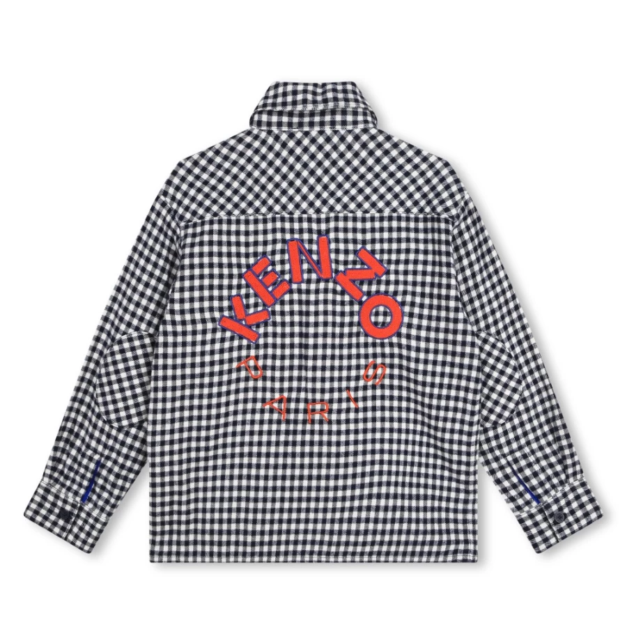 KENZO KIDS Navy Plaid Flannel Shirt for Girls - Stylish & Comfortable