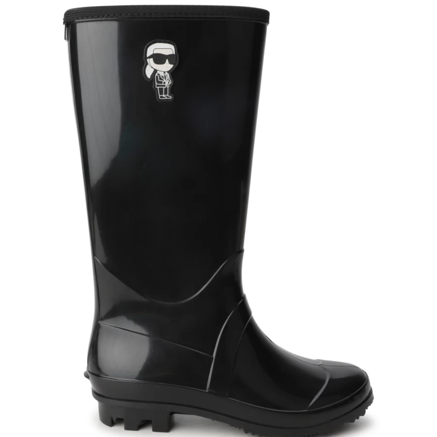 KARL LAGERFELD KIDS Black Tall Rain Boots for Girls - Waterproof Comfortable Kids Boots