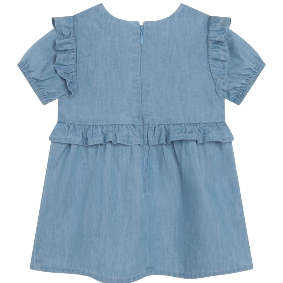 CARREMENT BEAU Denim Blue Short-Sleeved Dress for Girls