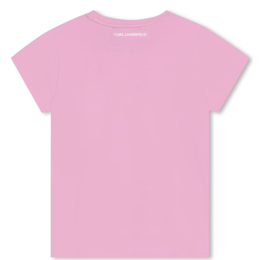 KARL LAGERFELD KIDS Girls' Pink Cotton Modal Blend T-Shirt