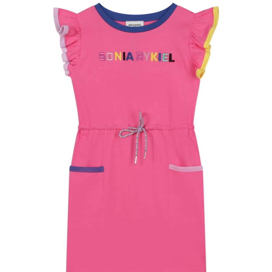 SONIA RYKIEL Girls Rasberry Sleeveless Cotton Dress - Comfortable & Stylish Summer Outfit