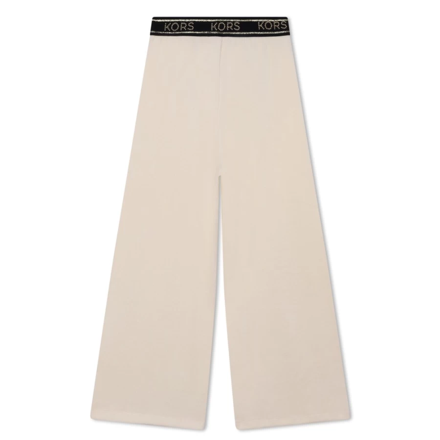 MICHAEL KORS Girls Cream Velvet Jogging Pants for Comfort & Style