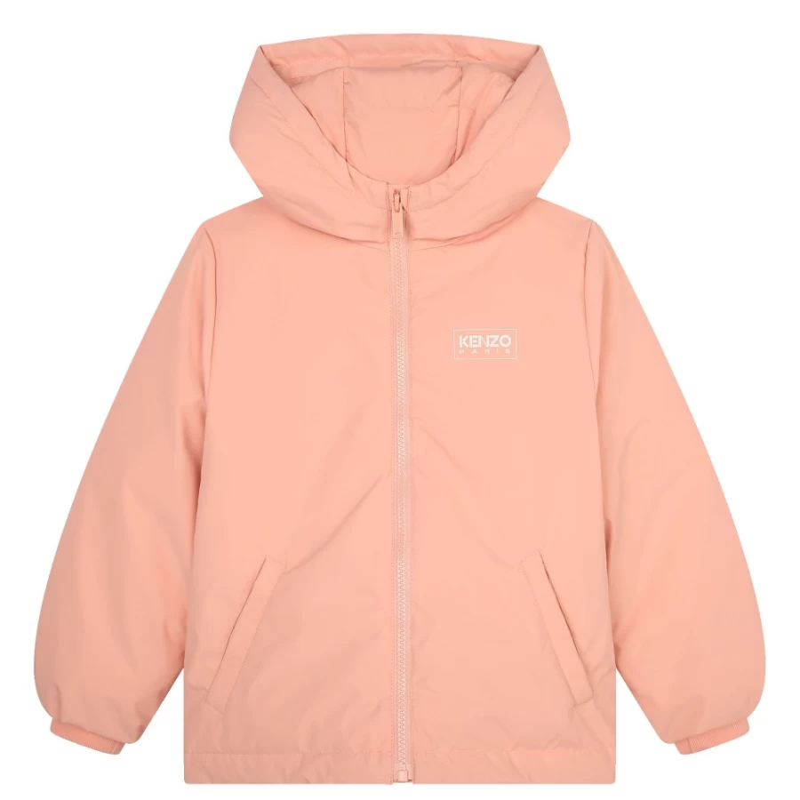 KENZO KIDS Girls Nude Water-Repellent Hooded Puffer Jacket