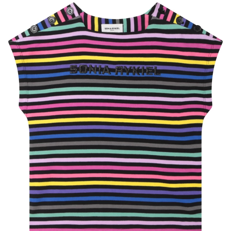 SONIA RYKIEL Girls' Multicoloured Short-Sleeved Cotton T-Shirt - Stylish & Comfortable