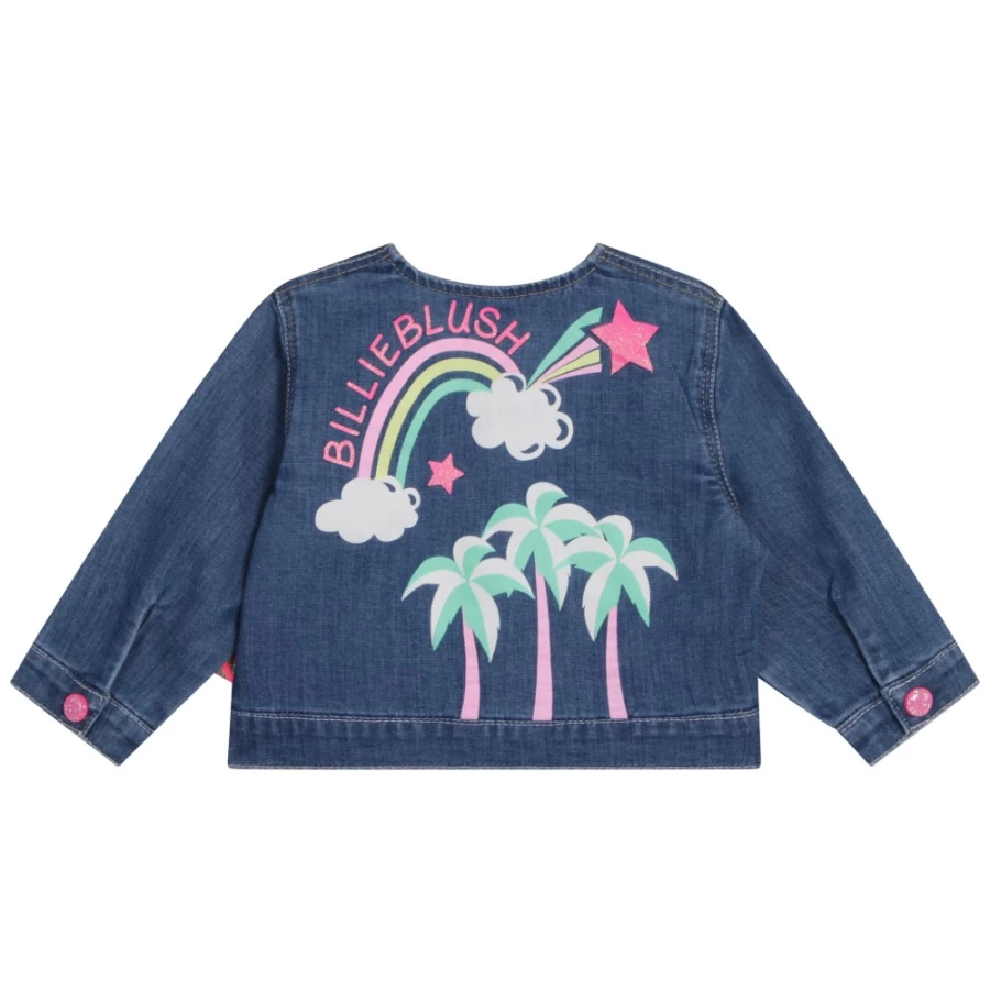 BILLIEBLUSH Light Denim Jacket for Girls - Double Stone & Bleach Wash Style