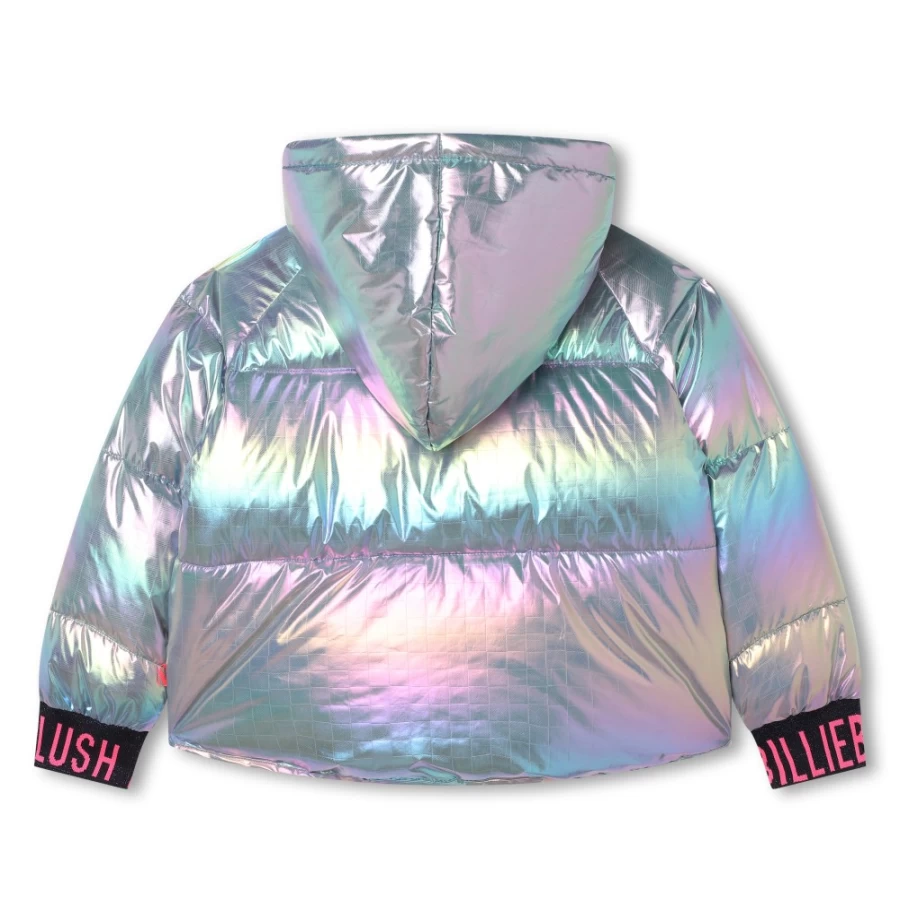 BILLIEBLUSH Girls' Multicoloured Hooded Padded Jacket for Winter Warmth