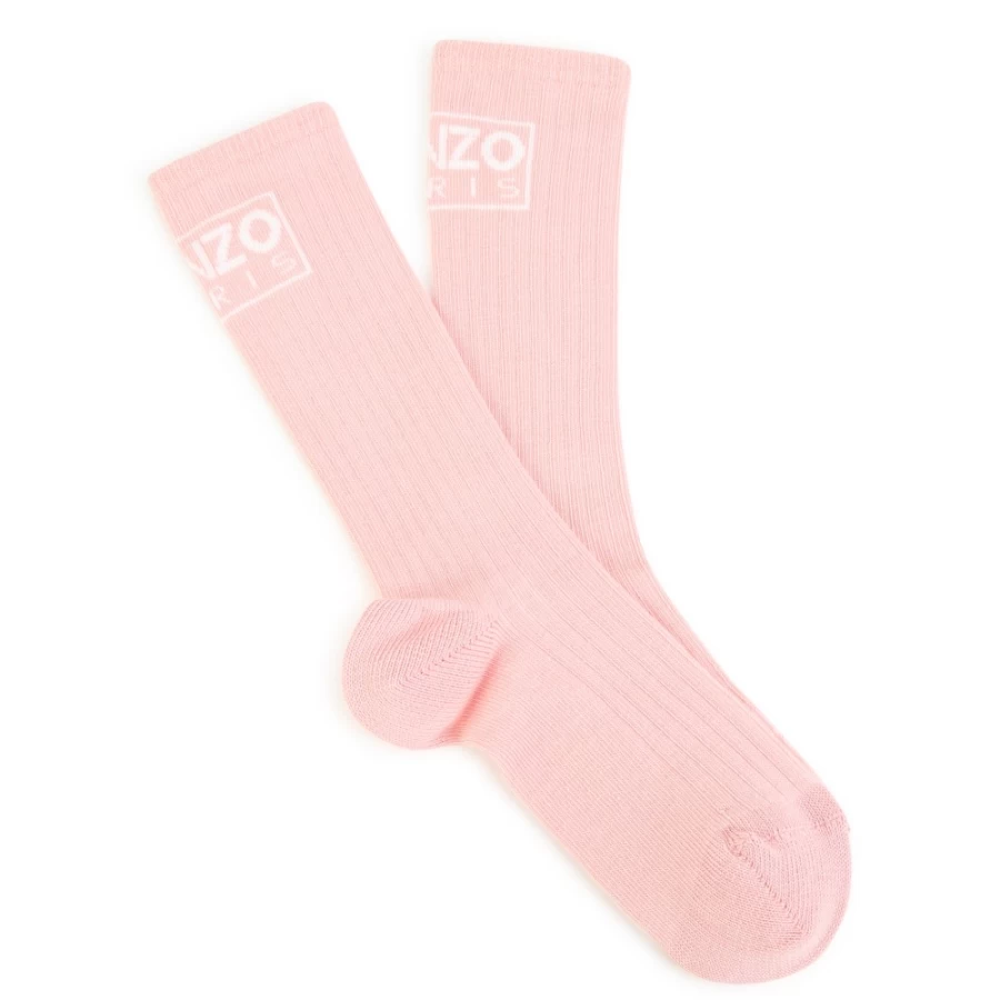 KENZO KIDS Girl's Nude Knitted Jacquard Socks for Comfort and Style