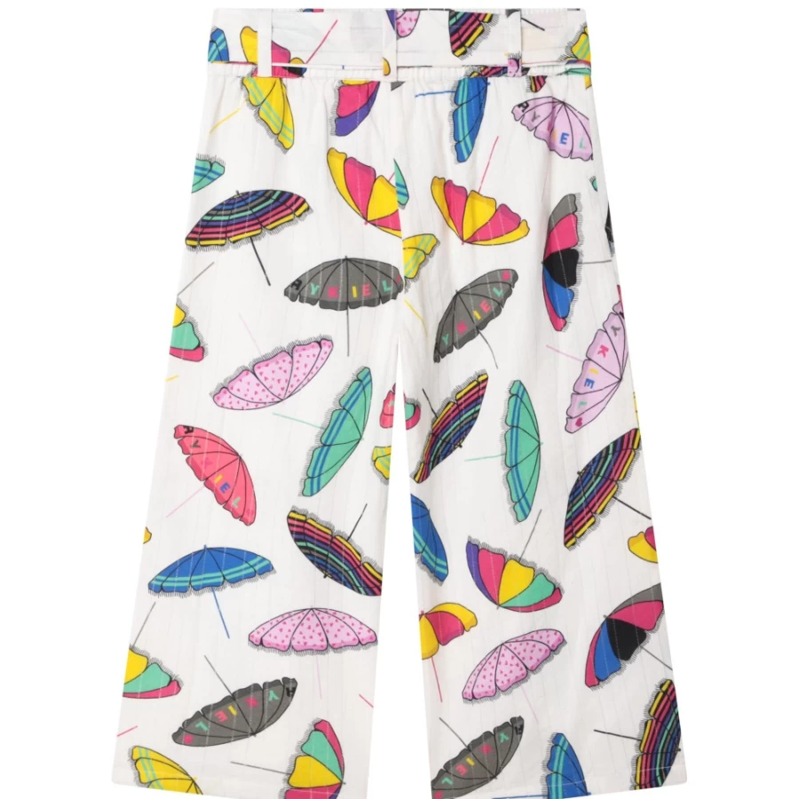 SONIA RYKIEL Girls' Offwhite Cotton Poplin Trousers for Comfort and Style