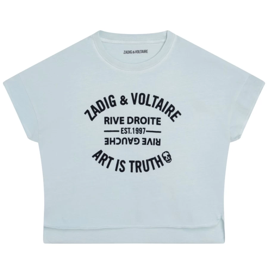 ZADIG & VOLTAIRE Girls' Pale Blue Printed Graphic T-Shirt