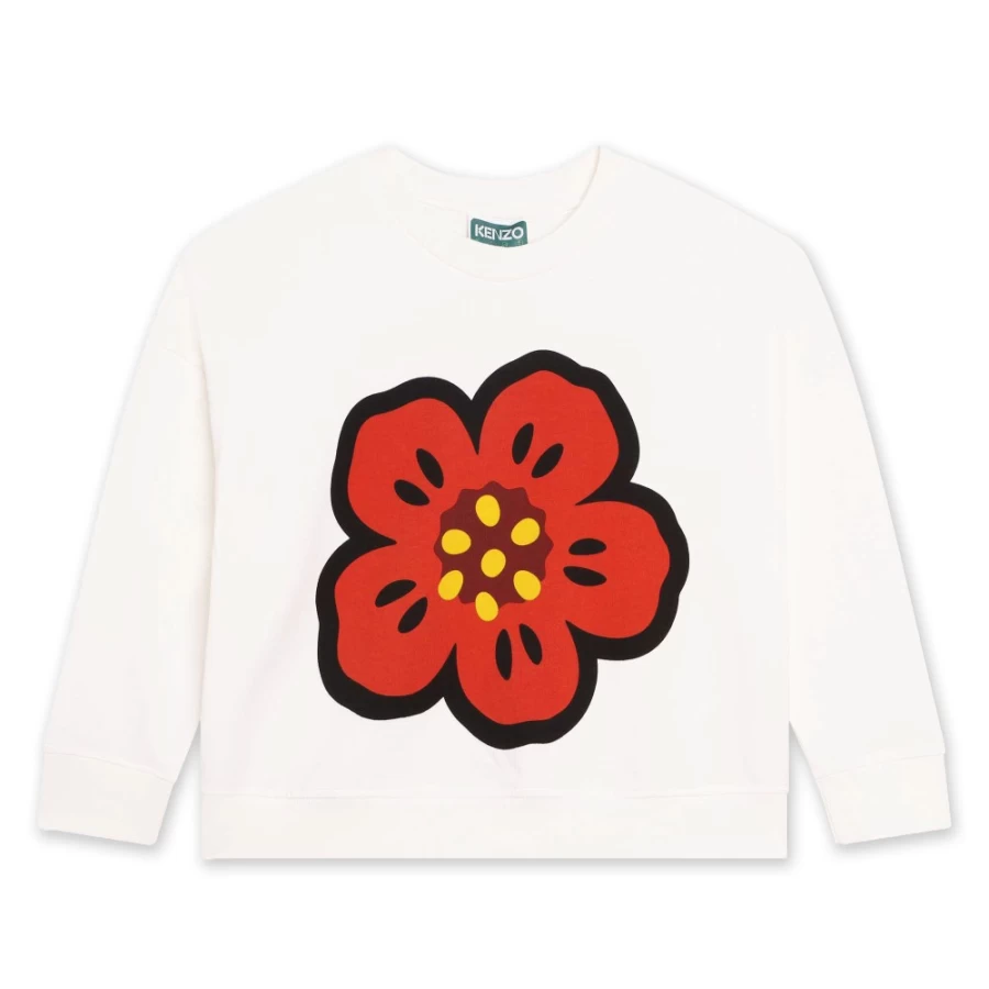 KENZO KIDS Girls Ivory Printed Fleece Sweatshirt for Kids