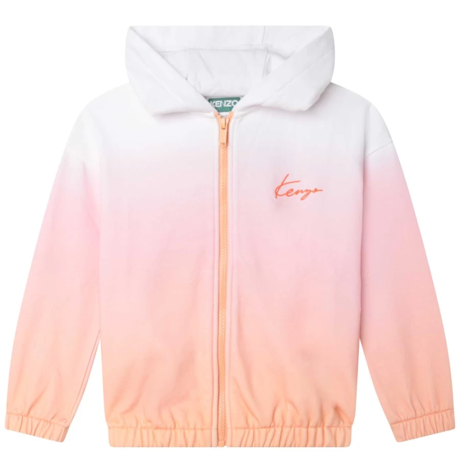KENZO KIDS Girls Gold Yellow Zip-Up Hooded Sweatshirt