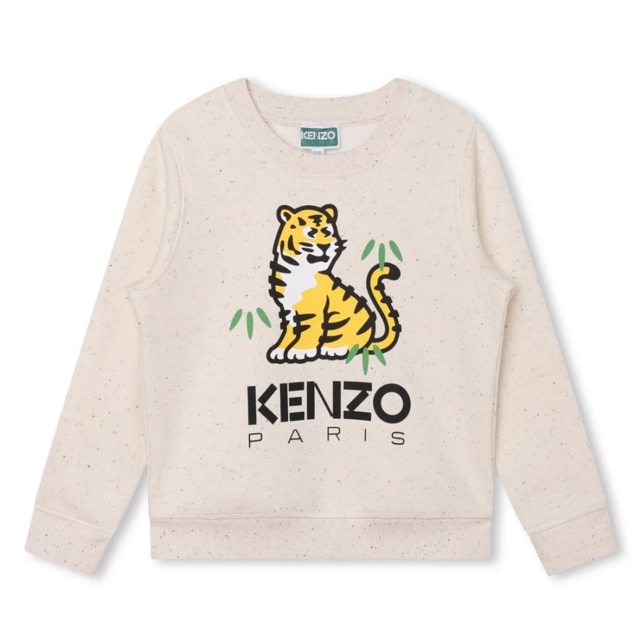 KENZO KIDS Girl's Printed Fleece Sweatshirt in Wicker (22C) - Cozy & Stylish Pullover