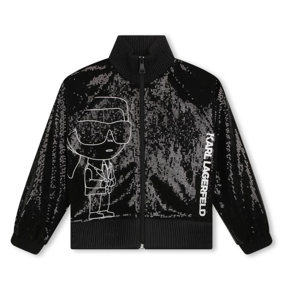 KARL LAGERFELD KIDS Black Sequinned Party Jacket for Girls - Sparkling Evening Wear