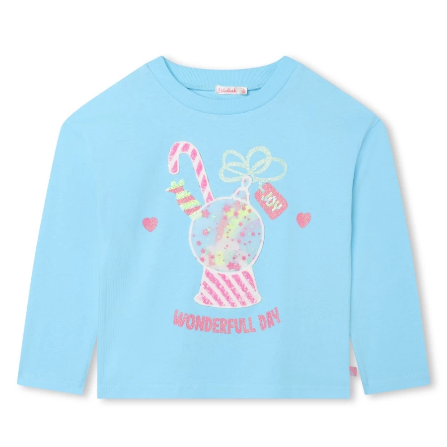 BILLIEBLUSH Girls' Cotton T-Shirt in Blue Dish - Soft Comfortable Tee
