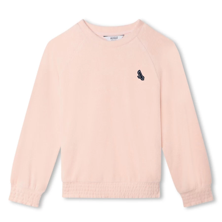 AIGLE Girls Cotton Sweatshirt in Washed Pink - Soft & Comfortable Pullover