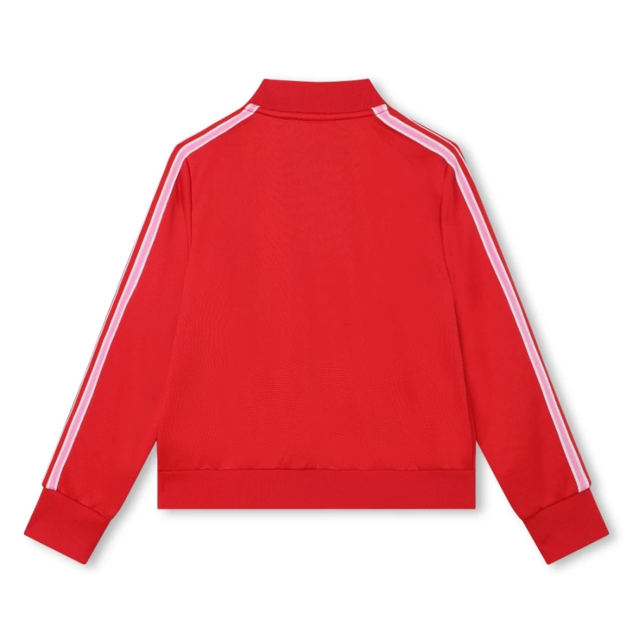 HUGO Girls' Bright Red Fleece Jogging Cardigan - Cozy Athletic Zip-Up Jacket