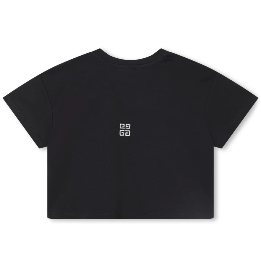 GIVENCHY Black Cotton T-Shirt With Beads for Girls - Elegant Embellished Tee
