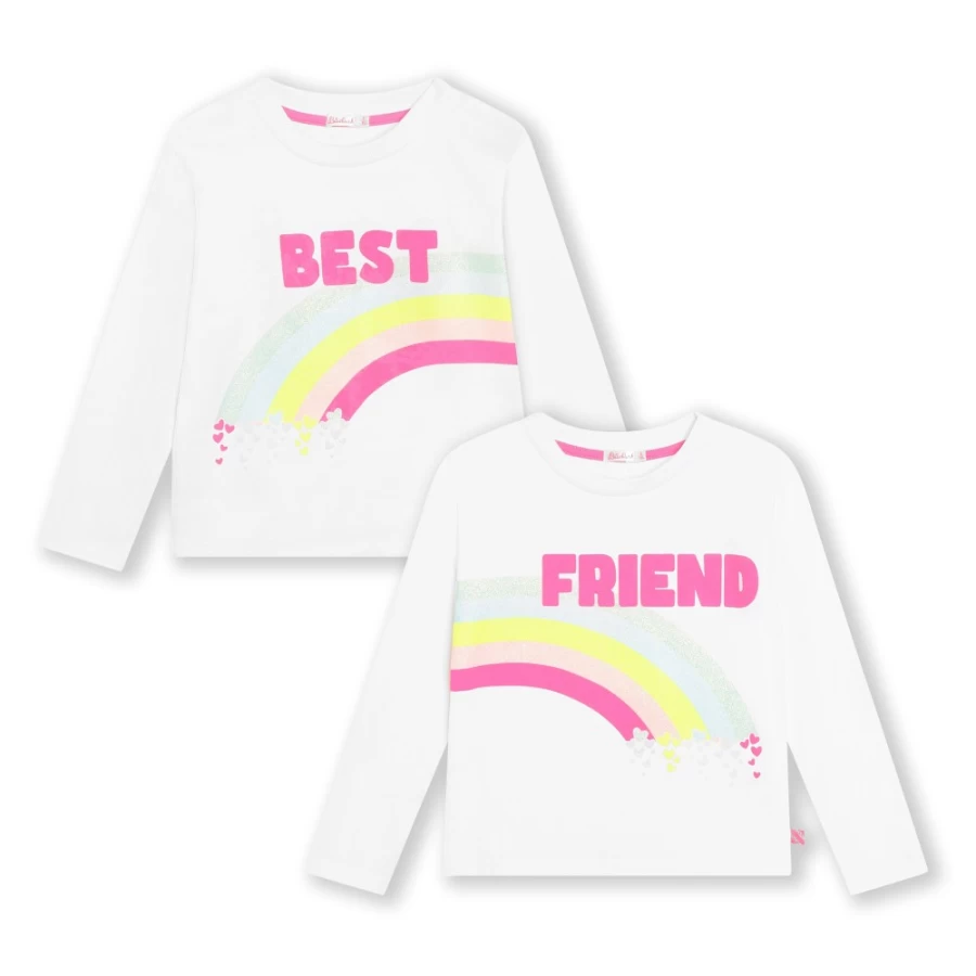 BILLIEBLUSH Girls Ivory T-Shirt Set Of 2 - Cute Cotton Tees For Girls