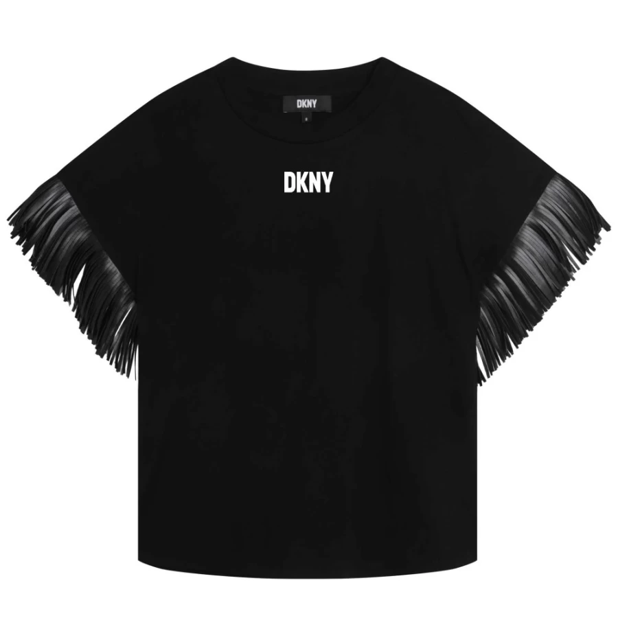 DKNY Girls' Black Short-Sleeved T-Shirt for Casual Wear