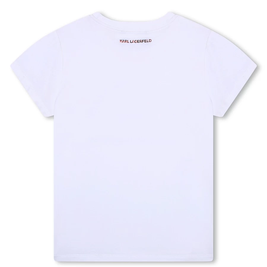 KARL LAGERFELD KIDS Girls' White Flocked Short-Sleeved T-Shirt