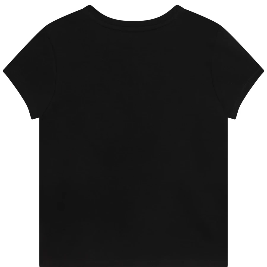 LANVIN Girls Black Printed Cotton T-Shirt for Kids