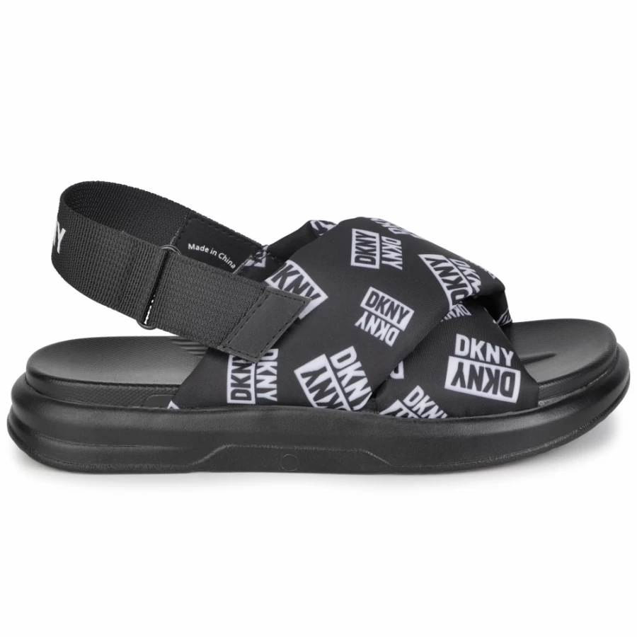 DKNY Black Padded Sandals for Girls - Comfortable & Stylish Footwear