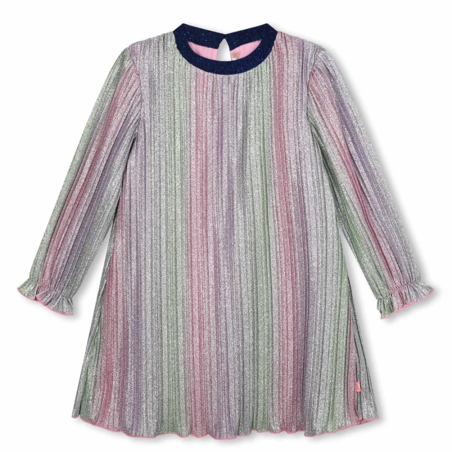 BILLIEBLUSH Metallic Pleated Dress for Girls - Multicoloured Party Wear