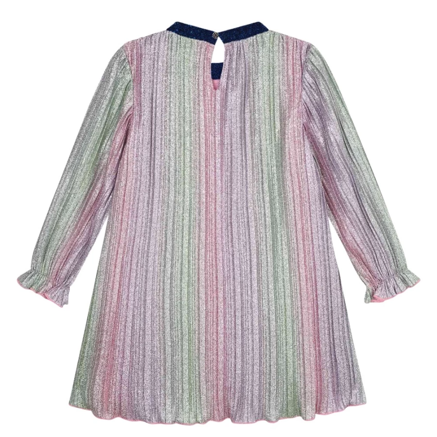 BILLIEBLUSH Metallic Pleated Dress for Girls - Multicoloured Party Wear