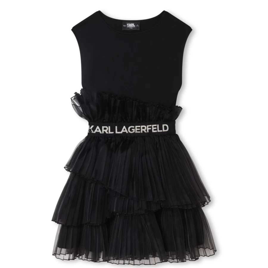 KARL LAGERFELD KIDS Black Frilled Formal Dress for Girls