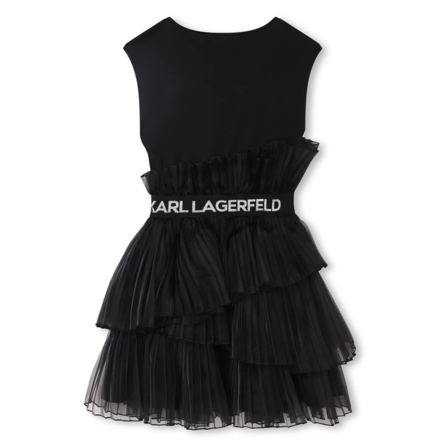 KARL LAGERFELD KIDS Black Frilled Formal Dress for Girls