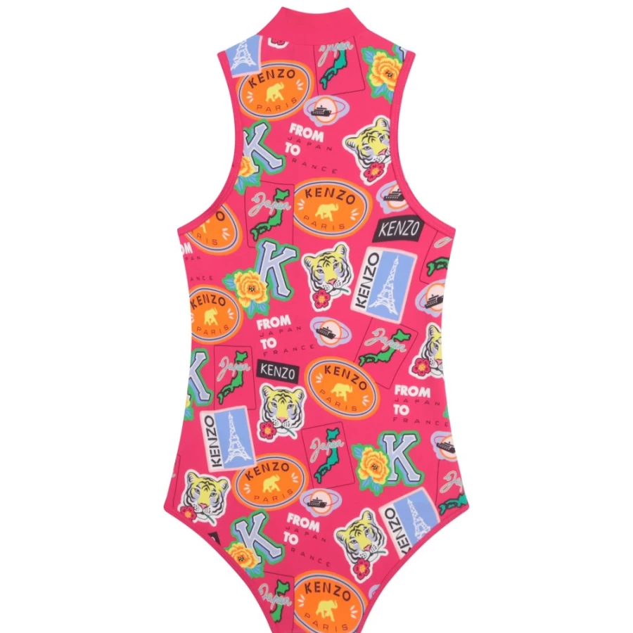 KENZO KIDS Girls Fuschia Swimming Costume for Kids - Stylish Swimwear for Girls
