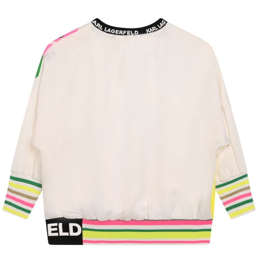 KARL LAGERFELD KIDS Girls' Off White Printed Sweatshirt with Unique Design