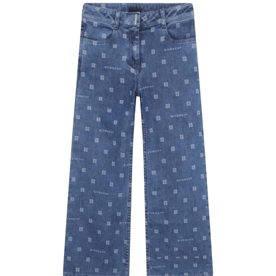 Givenchy Stone Wash Wide-Leg Jeans for Girls with Embroidered Motifs