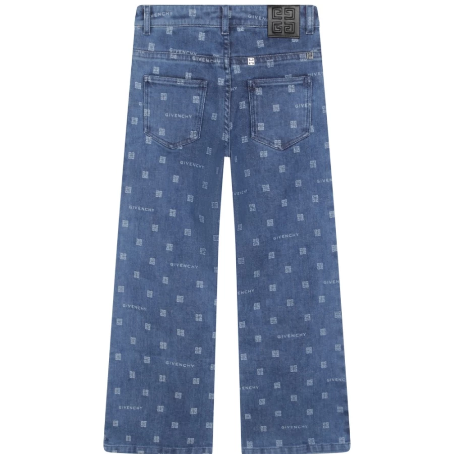 Givenchy Stone Wash Wide-Leg Jeans for Girls with Embroidered Motifs