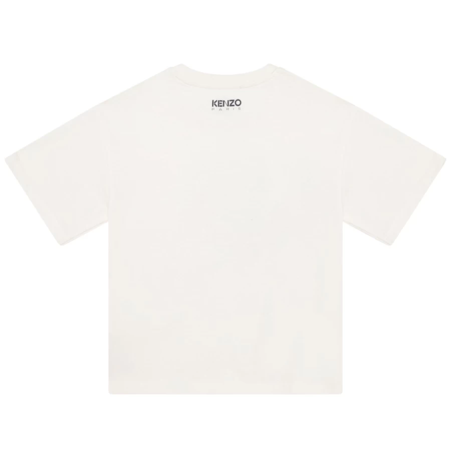 KENZO KIDS Girls' Cream Short Sleeve Tee-Shirt | Casual Cotton Top for Kids