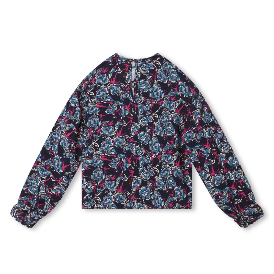 ZADIG & VOLTAIRE Navy Lace-Detail Blouse for Girls - Floral Patterned Top