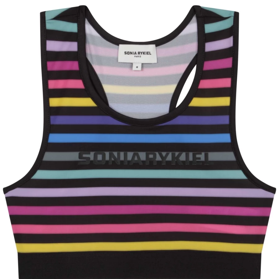SONIA RYKIEL Girls' Multicoloured Striped Sports Bra for Active Wear