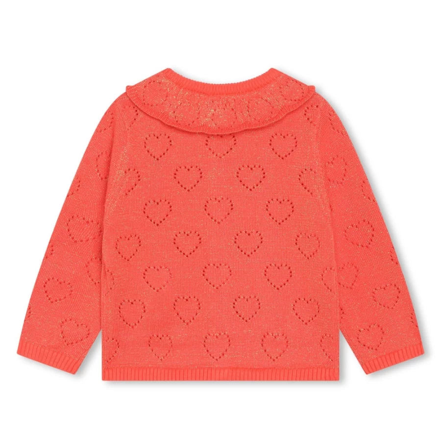 CARREMENT BEAU Peach Knitted Heart Cardigan for Girls - Stylish & Cozy