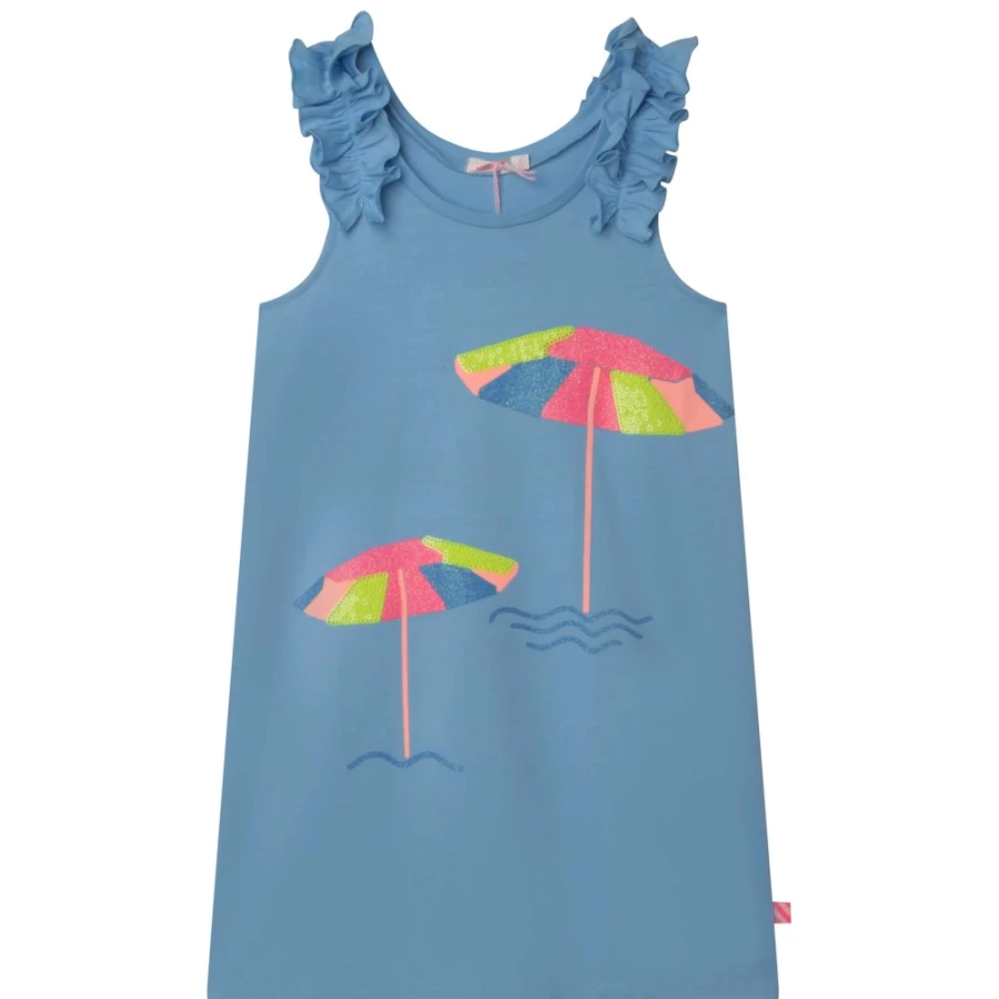 BILLIEBLUSH Pale Blue Cotton Dress with Sequins for Girls