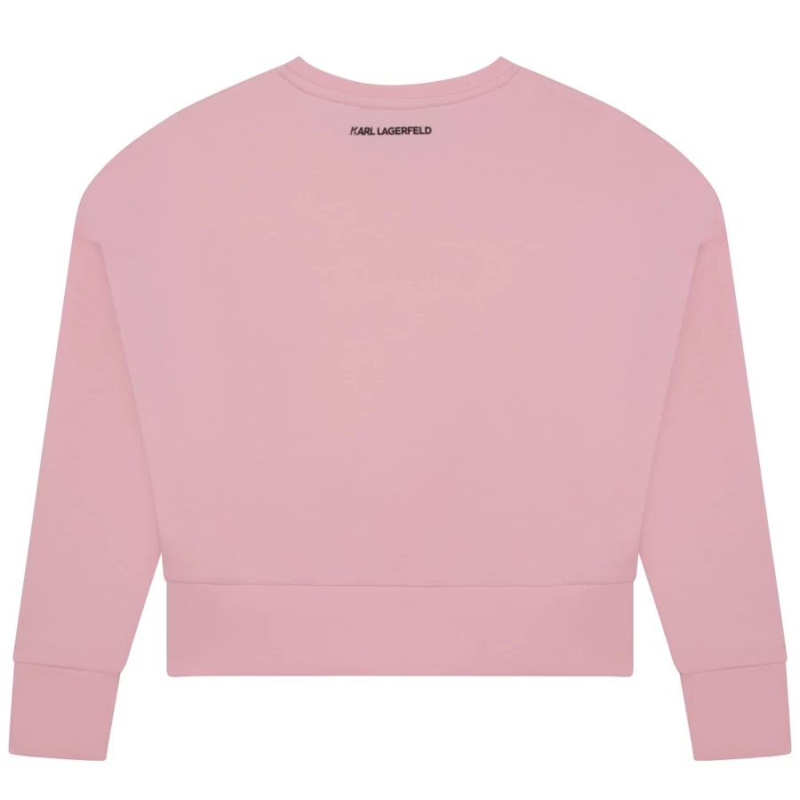 KARL LAGERFELD KIDS Girls Pink Washed Printed Sweatshirt