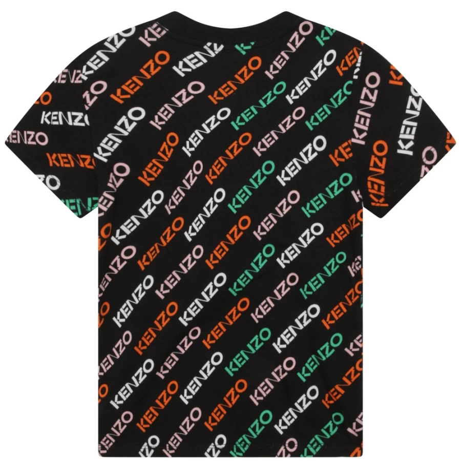 KENZO KIDS Girls Black Short Sleeve T-Shirt | Casual Cotton Tee for Kids
